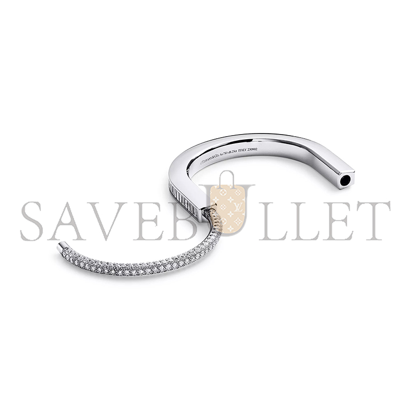 TIFFANY LOCK BANGLE IN WHITE GOLD WITH BAGUETTE AND PAVÉ DIAMONDS 72341937